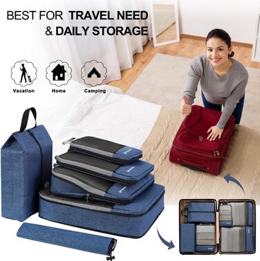 Набір компресійних валізних кубів Prezon для організації багажу (6 шт., Marineblau)