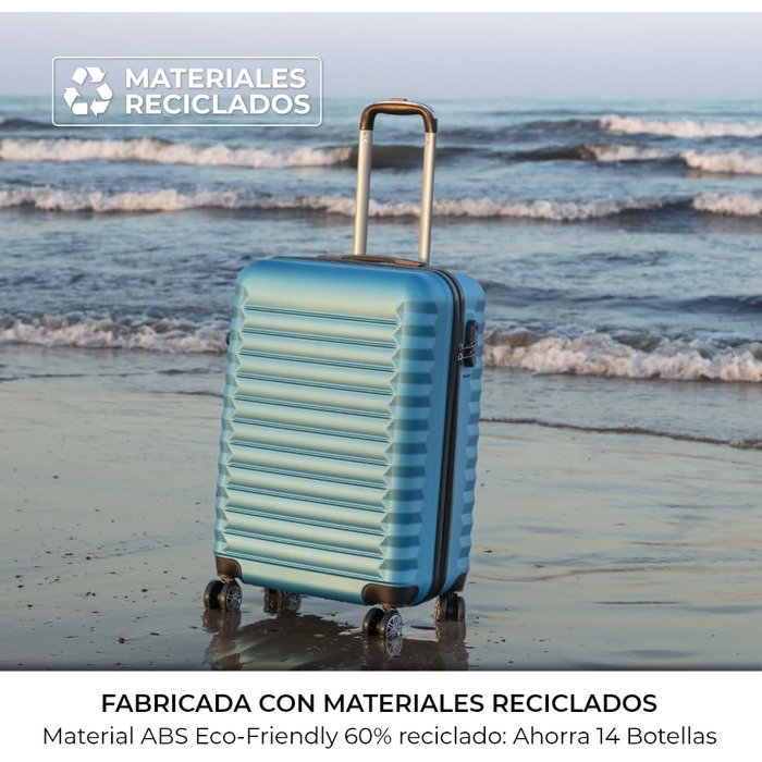 Набір валіз NEWTECK 4 шт. (75см, 63см, 53см, культиватор), ABS, жорсткий, водостійкий, з коліщатами, з замком (Блакитний)