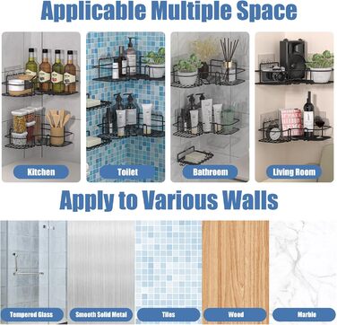 Набір з 3 кутових поличок для душу IMURZ, без свердління, з мильничкою, нержавіюча сталь, органайзер для ванної кімнати