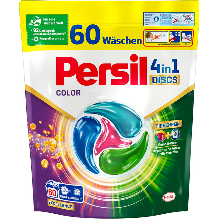 Капсули для прання Persil Color 4in1 DISCS, пральний засіб з технологією глибокого очищення для кольорової білизни, 60 прань