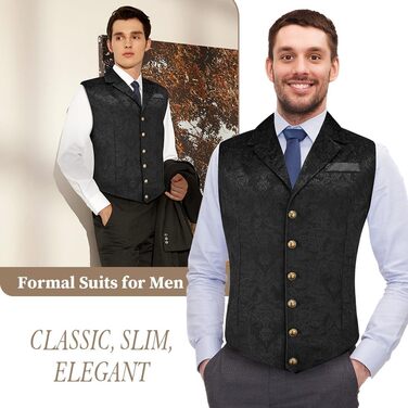 Жаккардова жилетка для костюма в стилі вікторіанської епохи: елегантний вибір для весілля, ділових зустрічей та святкування, розмір XXL
