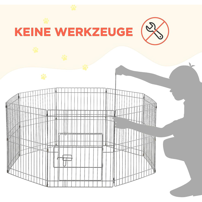 Yaheetech 8-Panel Folding Dog Playpen - 61cm High, Indoor/Outdoor Pet Pen with Door, Flexible & Portable, Easy Assembly - Suitable for Dogs, Cats, Puppies, Rabbits