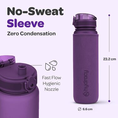 Пляшка для води Hydracy з фруктовою вставкою 500 мл, BPA-free, з міткою часу, спортивна, блакитна 