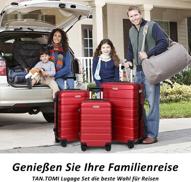 Набір валіз TANTOMI 3 шт., ABS, з колесами, 20/24/28 дюймів, червоний колір