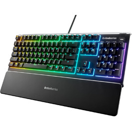 Клавіатура SteelSeries Apex 3 - ігрова з RGB-підсвічуванням та магнітною підставкою для зап'ястя (QWERTZ)
