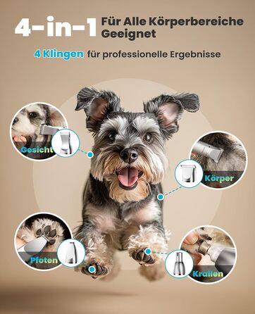 Набір для стрижки собак 4-в-1 Oneisall: стрижка, триммінг, шліфування кігтів. Тиха машинка для собак та котів з LCD-дисплеєм. Ідеально для тіла, лап, очей, вух, обличчя.
