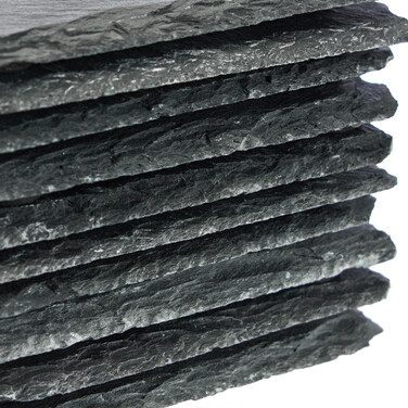 Relaxdays Set of 10 Slate Coasters, 10x10 cm