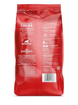 Кава в зернах Joerges GORILLA Super Bar Crema, темне обсмажування, 1 кг (набір 2 шт)
