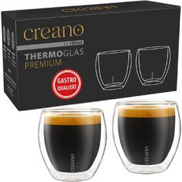 Creano PREMIUM double-walled espresso glasses 100ml - 2-piece set - Restaurant quality - 100% dishwasher safe - Thermoglass - Double-walled glass - NEW 2024