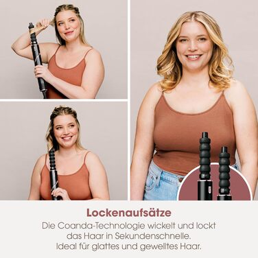 Фен Shark FlexStyle 5-в-1 з насадками для укладання, випрямлення та створення локонів – без пошкодження волосся, для всіх типів волосся (Чорний / Рожеве золото)