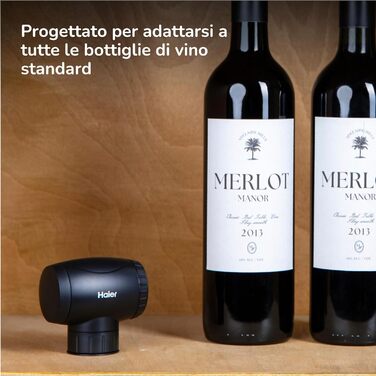 Електричний вакуумний затвор для вина Haier Premium Collection I Збереження аромату до 7 днів I Вакуумна помпа для вина, надійний, простий у використанні I Стильний подарунок для поціновувачів вина