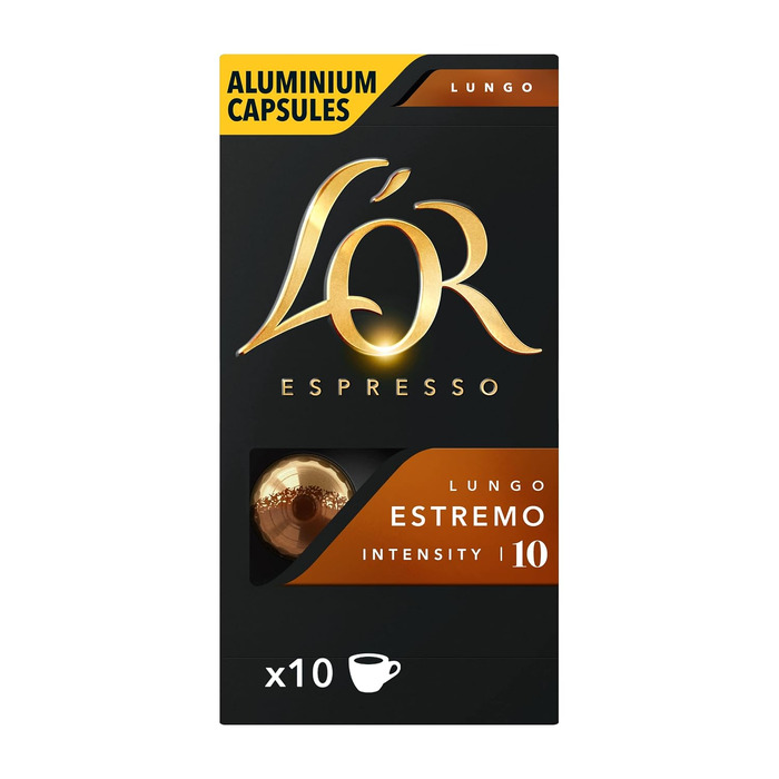 Кавові капсули L'OR Espresso Lungo Estremo для Nespresso, 100 капсул (10 паків по 10 шт)