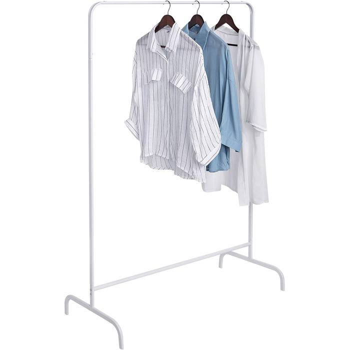 EUGAD Clothes Rack Coat Rack Laundry Rack, Coat Clothes Stand, Clothes Rail White, 99x46x153cm, Heavy Duty Cloth Rail