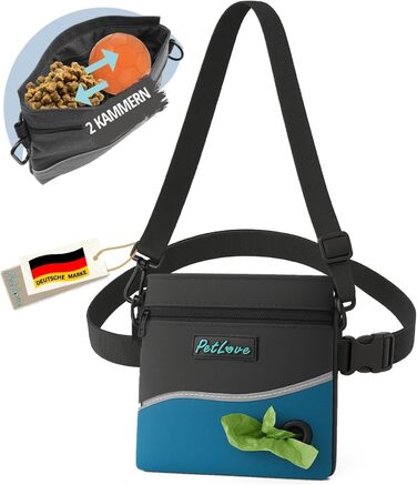 PetLove Лекарство для собак • Фуршет для собак з магнітною застібкою • Включає диспенсер для пакетів для екскрементів та використовується як сумка через плече • (L, Турквіс)