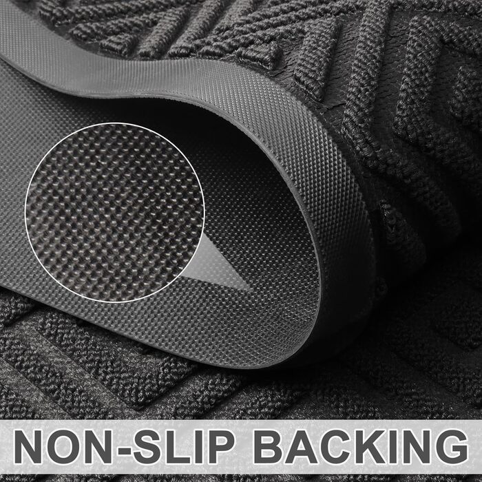 LEKEEPGO Doormat Indoor and Outdoor 60x90cm, Non-Slip Outdoor Doormat, Rubber Outdoor Mat, Washable Dirt Trapping Mat, Entrance Mat, Outdoor Shoe Tray with Drainage, Black