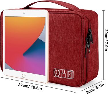 Водонепроникна сумка-органайзер для електроніки з 2 відділеннями (27x20x8 см, червона)