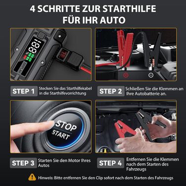 Powerbank для пуску двигуна BRPOM 6000A 12V: для авто, мото, газонокосарок. LED-ліхтар, великий екран, бустер для акумулятора