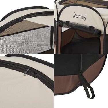 Клітка-забіг для собак Telford en.casa, 58x114x114 см, коричнево-кремовий, для внутрішнього та зовнішнього використання