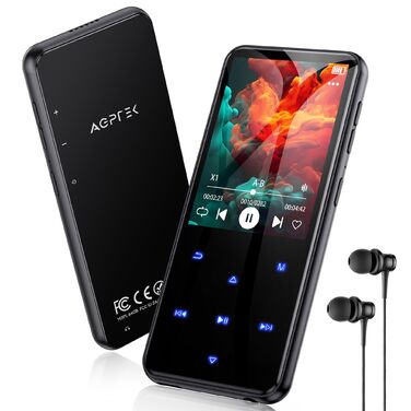 MP3 плеєр AGPTEK 64GB Bluetooth 5.3 з екраном 2.4