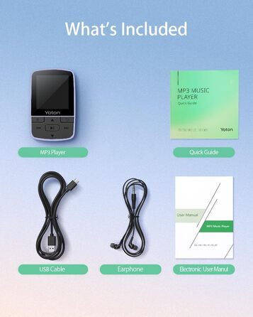 MP3-плеєр YOTON з Bluetooth 5.2, Hi-Fi звук, FM-радіо, диктофон, регулятор гучності, навушники, підтримка SD до 128 ГБ, фіолетовий