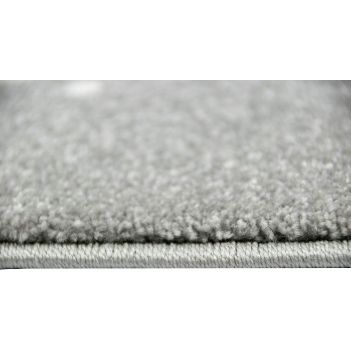 Merino Kids Space Learning Rug with Spaceship, Stars, and Planets in Gray, Size 200 x 290 cm