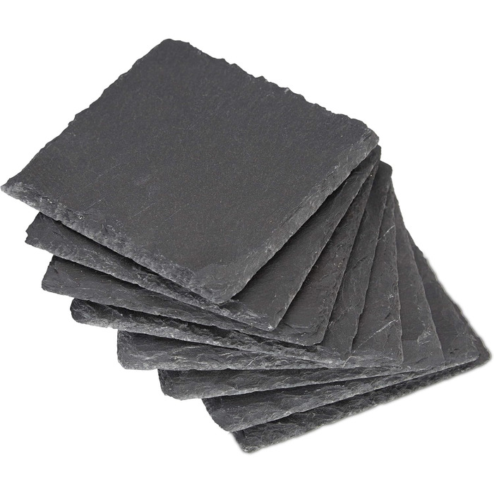 Set of 72 Slate Coasters, square 10x10 cm, easy-care coasters, for glasses, grey