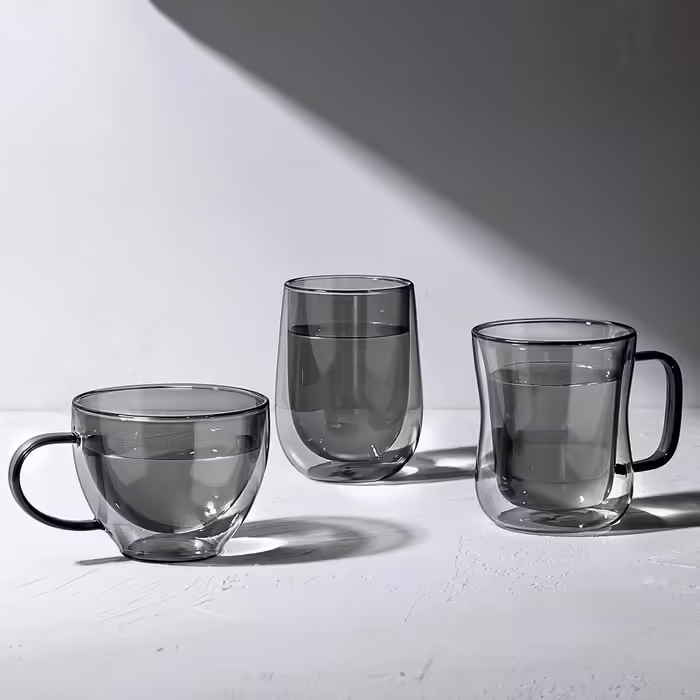 Glastal Unique Black Glasses, 350ml Double-Walled Coffee Glasses, Latte Macchiato Glasses 2-Pack, Double-Walled Coffee Glass, Tea Glasses for Cappuccino, Milk, Gift for Men and Women