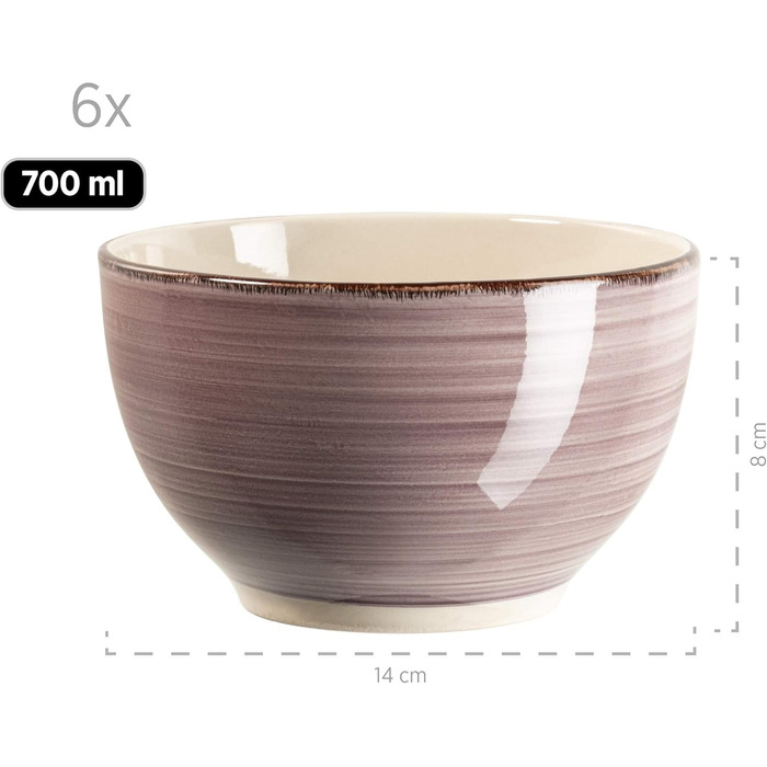 MÄSER Bel Tempo II, 30-piece Vintage Dinnerware Set for 6 People, Hand-Painted Ceramic Combination Service, Stoneware, Berry