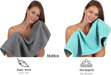 Набір махрових рушників Betz 8-TLG Deluxe, 100% бавовна, 8 предметів (баня, душ, обличчя, для рук), антрацит та бірюзовий