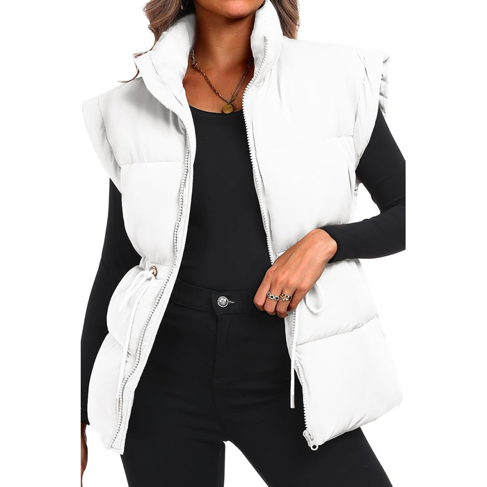 Жіночий великий пуховик ELLEVEN з капюшоном, стьобаний, на блискавці, з кишенями (XL, білий/розкішний сад)