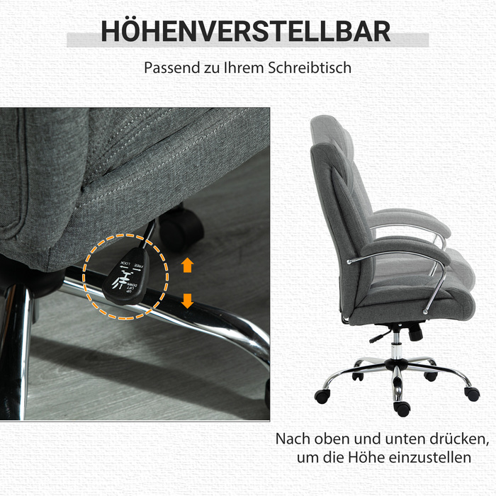 Vinsetto Ergonomic Office Chair, Height Adjustable with Rocking Function in Grey for Office and Home Office