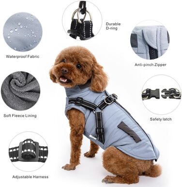Osleidy Dog Winter Coats, Ware Dog Antel Reflective Dog Clothing Waterproof Puppy Vest for Cold Weather it Dog Harness for Small Medium Dogs (White, ) (XXL, Blue)