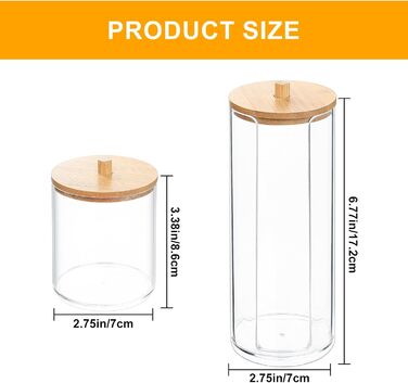 Тримач для ватних дисків та паличок Fulushouxi Gaumoeny, 2 шт, бамбуковий, прозорий органайзер для косметики, ванної кімнати