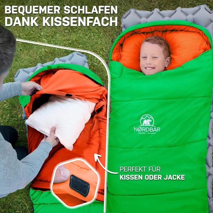 Дитячий спальний мішок для хлопчиків та дівчаток до 145 см | 100% бавовна | Легкий та теплий спальник-кокон | Outdoor спальник для кемпінгу [1200г] | Кольори: фіолетовий/бірюзовий (зелений/помаранчевий)