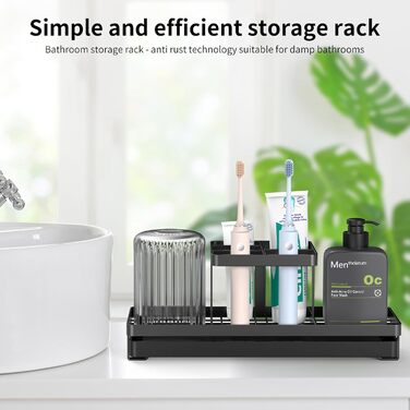Bathroom Toothbrush Holder, 5 Slots, Carbon Steel, Toothbrush Holder, Electric Toothbrush and Toothpaste, Bathroom Accessories for Countertop, Shower, (White/Opulent Garden)