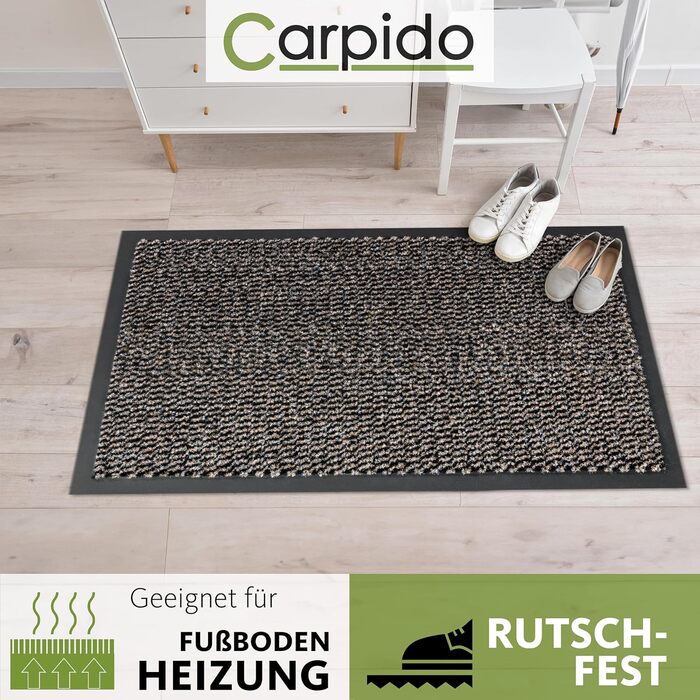 Килимок для дому Carpido 40x60 см - швидковисихаючий, антиковзаючий, для входу, сірий (2 шт.)