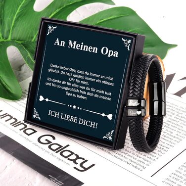 Чоловічий шкіряний браслет – подарунок для чоловіка, тата, дідуся. Ідеальний подарунок на День батька, Різдво, День Святого Валентина (чорний)