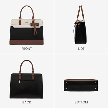 LOVEVOOK Сумка для ноутбука 15.6 дюймів, жіноча, для роботи, шкіряна, велика, універсальна, сумка-шоппер, для офісу, школи, діловий стиль, бежево-чорний-коричневий