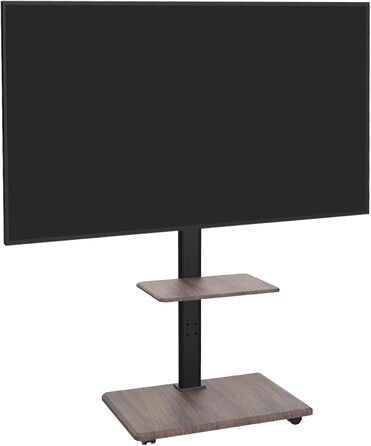 Підставка для телевізора Delphos Mobiler TV – мобільна, з дерев'яною основою, для телевізорів 32-70 дюймів, до 45 кг, регульована по висоті (до 130 см), поворотна ±25°, VESA 600x400 (волоський горіх)