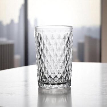 Вінтажний набір з 6 кольорових склянок для вина та напоїв з діамантовим візерунком, склянки Long Drink, коктейльні склянки з тисненням, склянка для води, келих для вина, склянка для напоїв