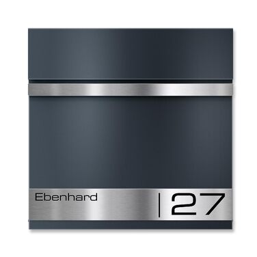 Поштова скринька Metzler Premium з газетницею Anthrazit (Антрацит) - персоналізована з табличкою для імені - високоякісна настінна поштова скринька з нержавіючої сталі V2A з порошковим покриттям RAL 7016, модель Stencil