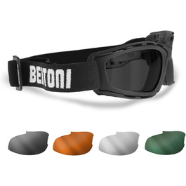 Моточки окуляри BERTONI AF120B з 4 змінними лінзами, антифог, вітрозахисна оправа, для шолома