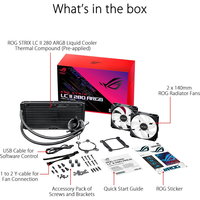 Система водяного охолодження ASUS ROG Strix LC II 280 ARGB, 280 мм, чорний колір
