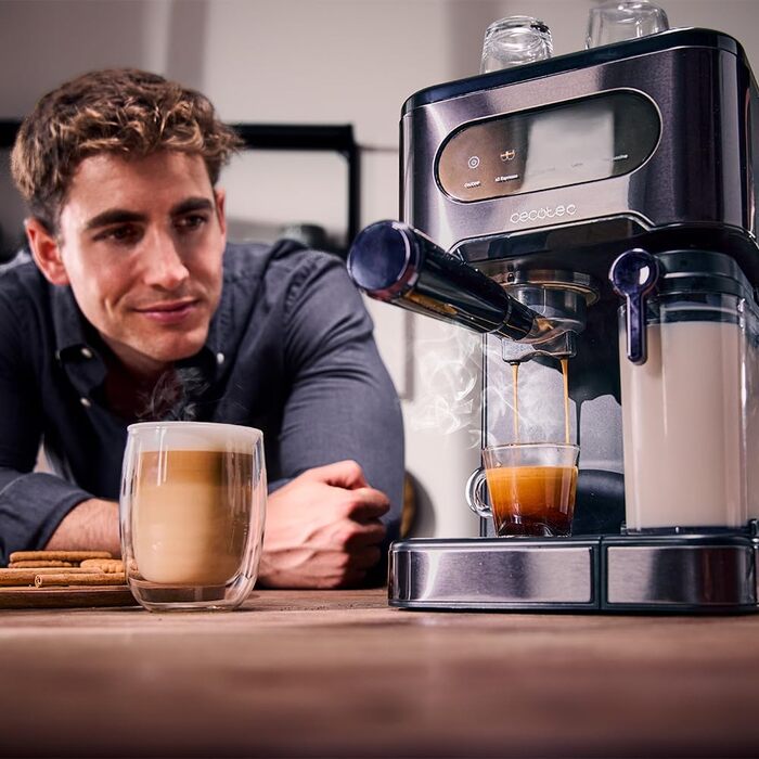 Кавомашина Cecotec Power Espresso 20 ColdBrew Latte Fresh: 1350W, 20 Бар, ColdBrew, Сенсорний екран, 1.5л резервуар, капучинатор, нержавіюча сталь