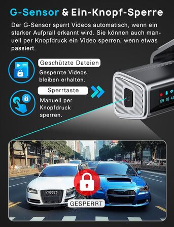Автомобільний відеореєстратор Navycrest 4K + 1080P (передній та задній), 5GHz WiFi, 64GB SD карта, нічна зйомка, WDR, G-сенсор, паркування 24/7, циклічний запис, керування через додаток