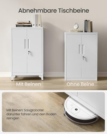 SONGMICS File Cabinet, Multi-Purpose Cabinet, Office Cabinet with 2 Doors, Lockable Cabinet, Steel Storage Cabinet, for Study Room, Living Room, Matte White OMC012W01 (60B cm, Matte Grey)