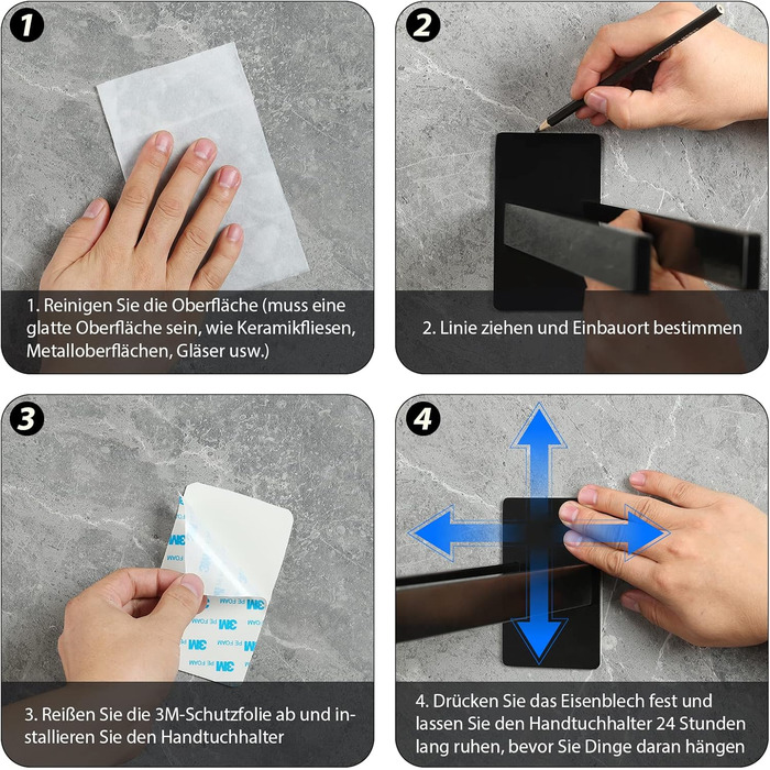 Тримач для рушників настінний з нержавіючої сталі, без свердління, подвійний, для ванної кімнати та кухні, срібний (чорний, двозахватний)