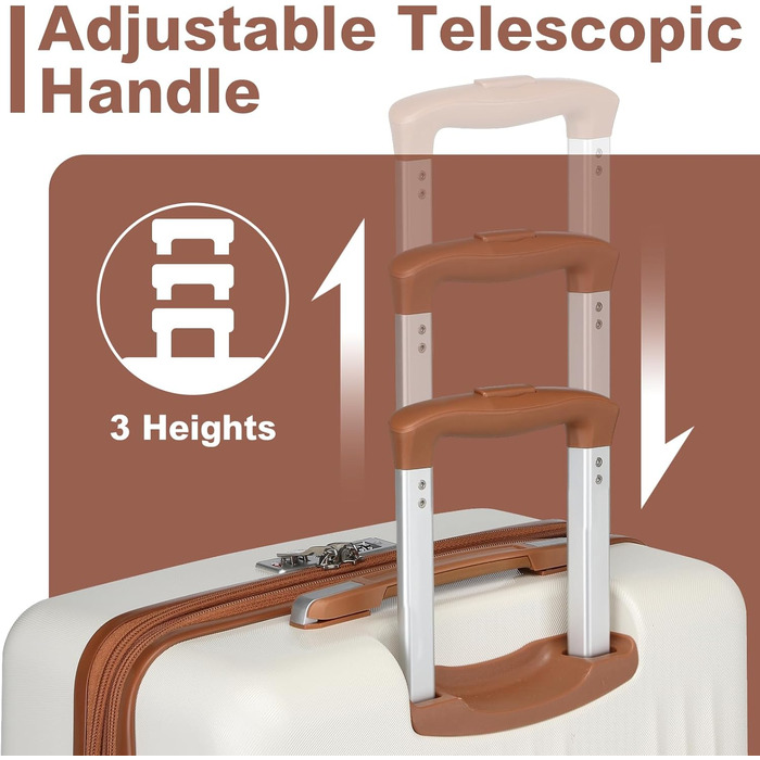 Набір валіз KONO: 3 шт. (55/65/75 см) з TSA-замком, розширювані, легкі, з 4 колесами