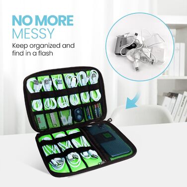 Органайзер для кабелів та аксесуарів для подорожей - LCSMAOKIN D-double Beige & C-gelbgrün