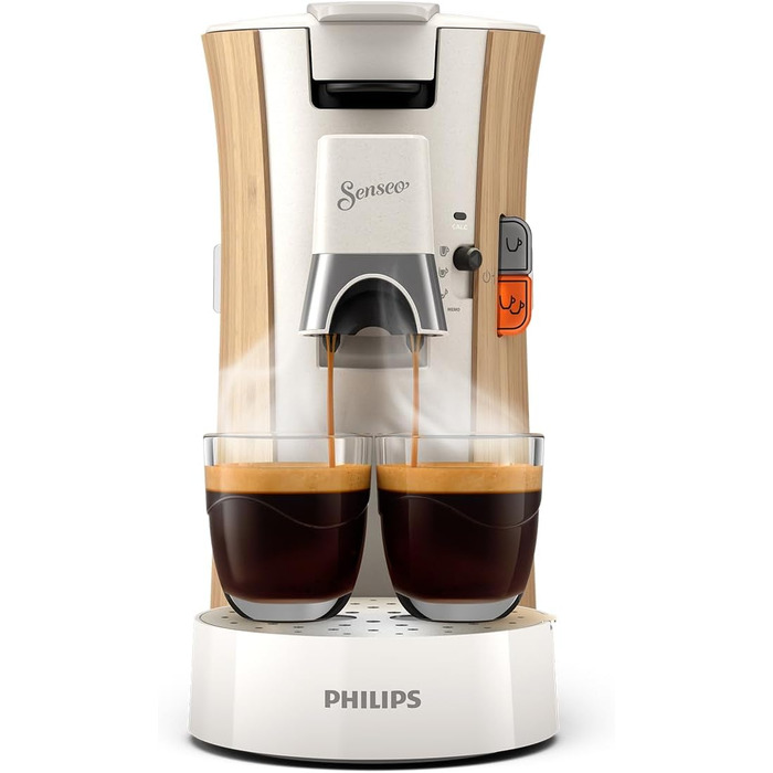 PHILIPS Senseo Select Coffee Pad Machine - Intensity Plus, Memo function for 3 coffee specialties, Crema Plus, Environmentally friendly product with 37% bio-based plastic, Silk White (CSA240/05)